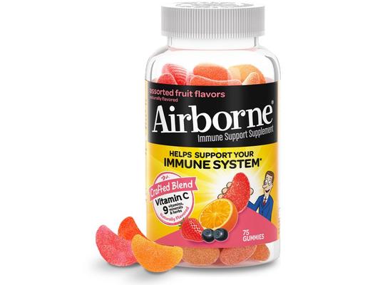 Immune Support Supplement Gummies, Assorted Fruit, 75 ct Airborne