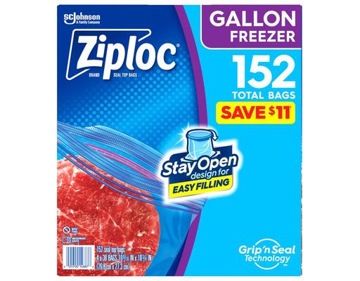 Seal Top Bags, Gallon Freezer, 152 ct Ziploc