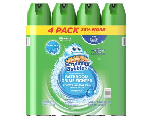 Bathroom Grime Fighter, Rainshower, 25 oz (4-pk) Scrubbing Bubbles
