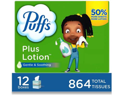 Plus Lotion 2-Ply Facial Tissues, 72 ct (12-pk) Puffs