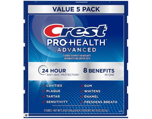 Pro-Health Advanced Whitening + Intensive Clean Toothpaste, 5.8 oz (5-pk) Crest