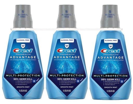 Pro-Health Advantage Multi-Protection Mouthwash, Smooth Mint, 33.8 fl oz (3-pk) Crest