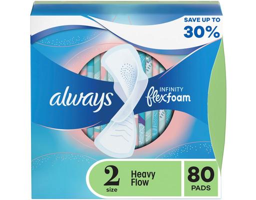 Infinity FlexFoam Pads, Size 2 Heavy Flow, 80 ct Always