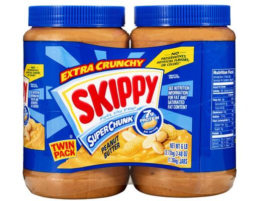 Super Chunk Peanut Butter, Extra Crunchy, 48 oz (2-pk) Skippy