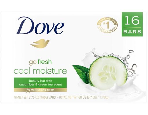 Go Fresh Cool Moisture Beauty Bars, Cucumber & Green Tea, 3.75 oz (16-pk) Dove