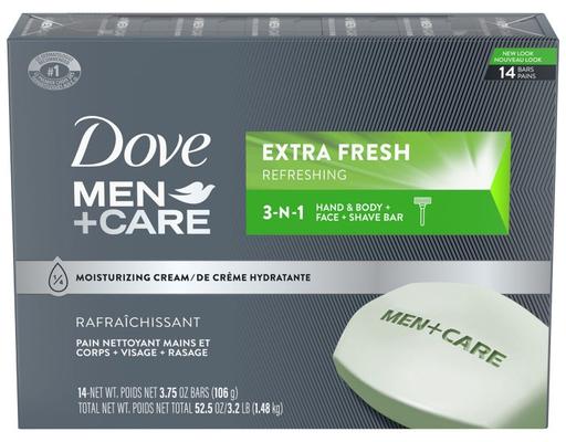 Men+Care Face & Body Soap Bar, Extra Fresh, 3.75 oz (14-ct) Dove