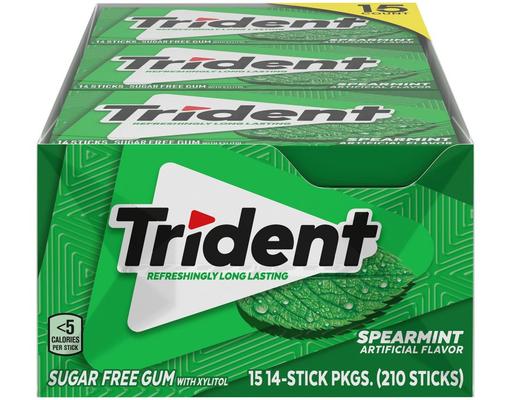 Sugar Free Gum, Spearmint, 14 ct (15-pk) Trident