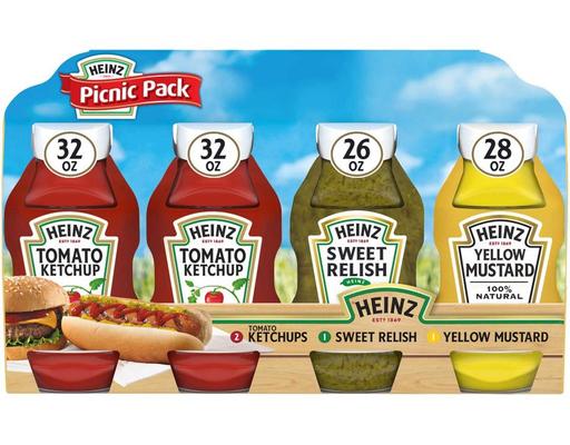 Condiment Bottles, Picnic Pack, 4 count Heinz