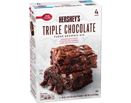 Hershey Triple Chocolate Fudge Brownie Mix, 20 oz (4-pk) Betty Crocker