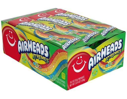 Xtremes Sweetly Sour Belts, Rainbow Berry, 18-pk Airheads