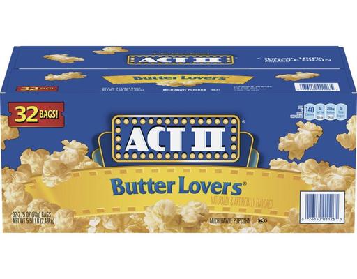 Microwave Popcorn, Butter Lovers, 2.75 oz (32-ct) ACT II