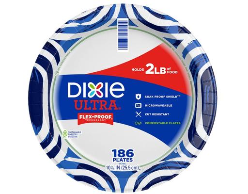 Ultra Flex-Proof Paper Plates, 10 Inch, 186 ct Dixie