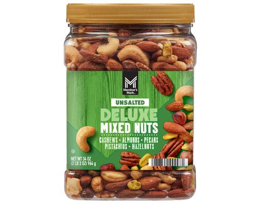 Deluxe Mixed Nuts, Unsalted, 34 oz Member's Mark