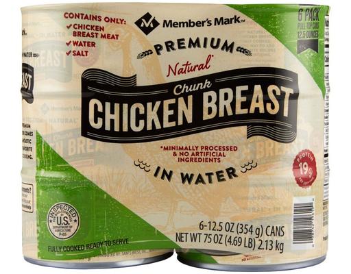 Premium Chunk Chicken Breast in Water, 12.5 oz (6-pk) Member's Mark