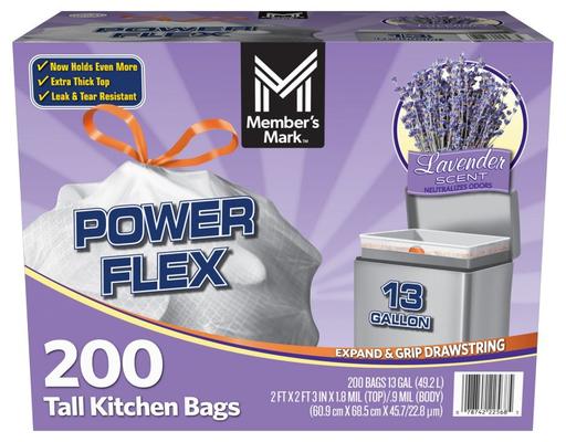 Member's Mark Power Flex 13 Gallon Tall Kitchen Bags Fresh Clea