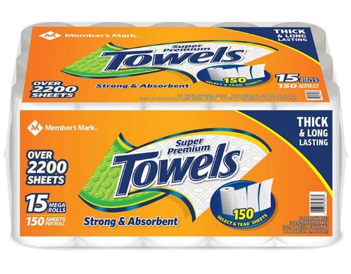 Super Premium Towels, 150 ct (15-pk) Member's Mark