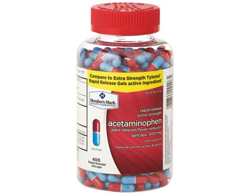 Rapid Release Acetaminophen 500mg Gelcaps, 400 ct Member's Mark