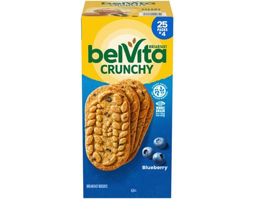 Crunchy Breakfast Biscuits, Blueberry, 1.76 oz (25-pk) belVita