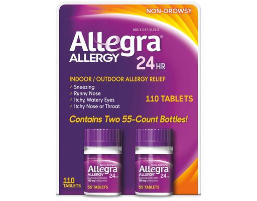 180mg Allergy Non-Drowsy Tablets, 55 ct (2-pk) Allegra