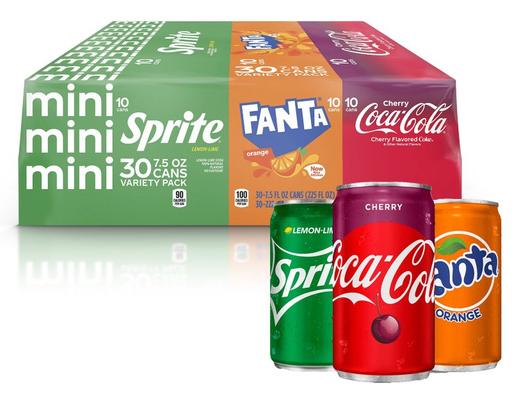 Mini Soda Cans, Variety Pack, 7.5 fl oz (30-pk) Coca-Cola