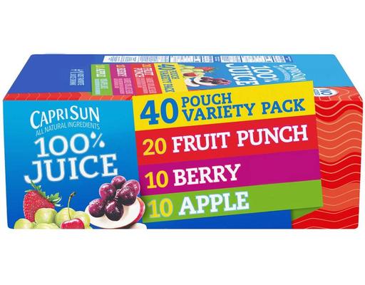 100% Juice Pouches, Variety Pack, 6 fl oz (40-pk) Capri Sun