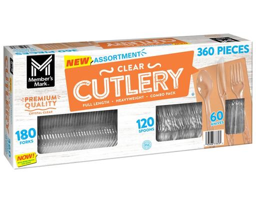 Clear Cutlery Combo Pack, Forks, Knives, Spoons 360 ct. Member's Mark