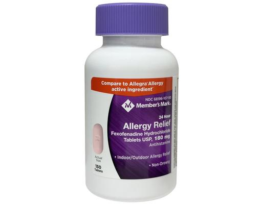 Allergy Relief 180mg Tablets, 150 ct Member's Mark