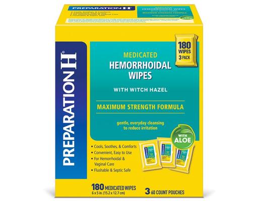 Medicated Hemorrhoidal Wipes, 60 ct (3-pk) Preparation H