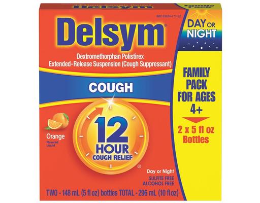 12-Hr. Cough Relief Liquid, Orange, 5 fl. oz, 2 pk Delsym