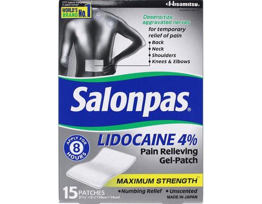 Lidocaine 4% Pain Relieving Gel Patch, 15 ct Salonpas