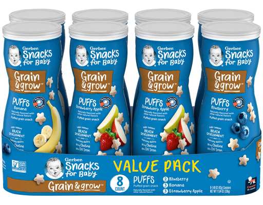 Baby Snacks Puffs, Variety Pack, 1.48 oz (8-ct) Gerber