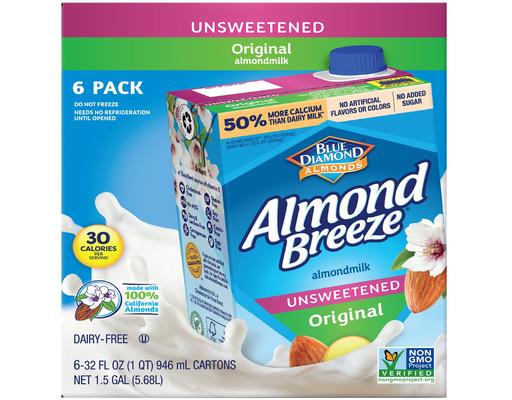 Original Almond Milk, Unsweetened, 32 fl oz (6-pk) Almond Breeze