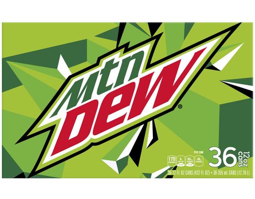 Soda Cans, 12 oz (36-pk) Mountain Dew