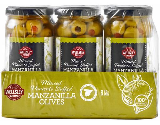 Minced Pimiento Stuffed Manzanilla Olives, 8.3 oz (6-pk) Wellsley Farms