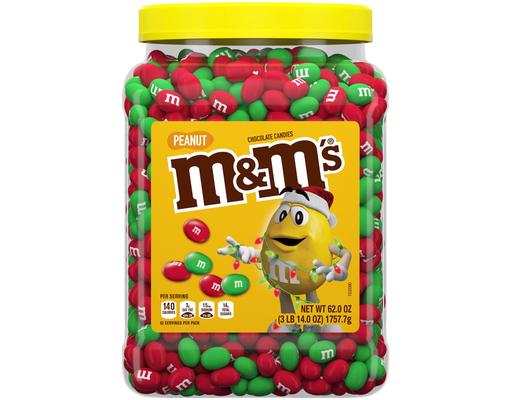 Holiday Mix Candy Bulk Jar, Peanut Chocolate Candy, 62 oz. M&M's
