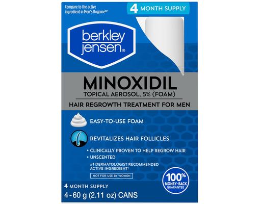 Minoxidil 5% Foam, 2.11 oz (4-pk) Berkley Jensen