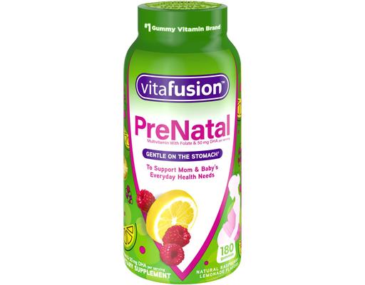 PreNatal Multivitamin Gummies, Raspberry Lemonade, 180 ct Vitafusion