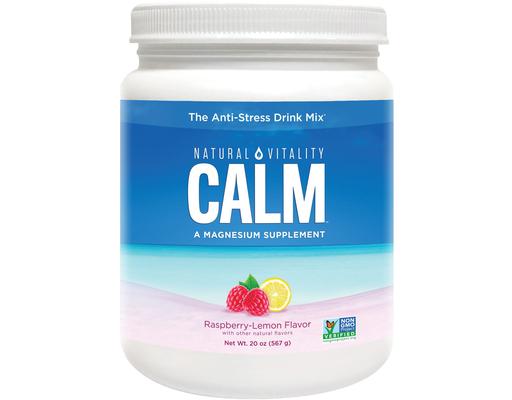 Calm Magnesium Supplement Drink Mix, Raspberry-Lemon, 20 oz Natural Vitality