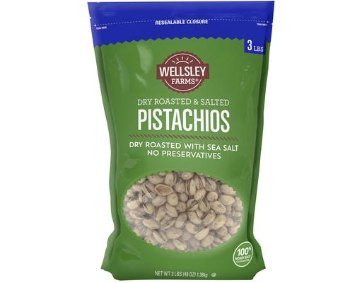 Dry Roasted & Salted Pistachios, 48 oz Wellsley Farms