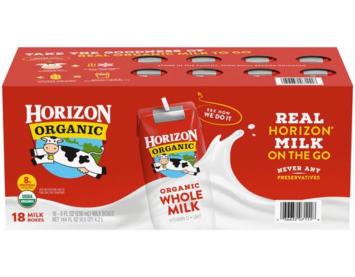 Organic Whole Milk, 8 fl oz (18-pk) Horizon