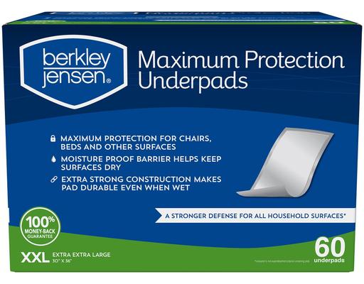 Maximum Protection Underpads, XXL, 60 ct Berkley Jensen