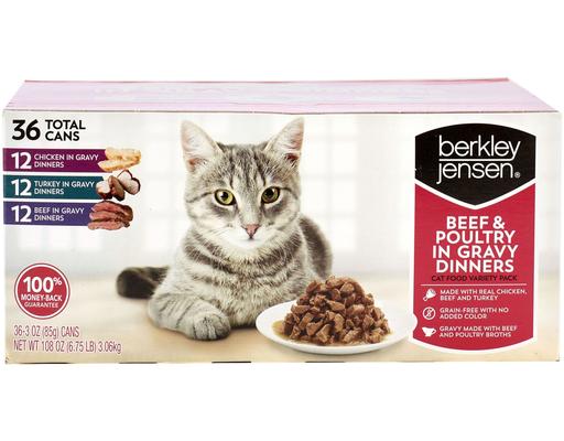 Cat Food, Beef & Poultry in Gravy, 3 oz (36-pk) Berkley Jensen
