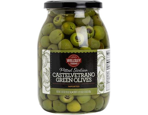 Pitted Sicilian Castelvetrano Green Olives, 35.3 oz Wellsley Farms
