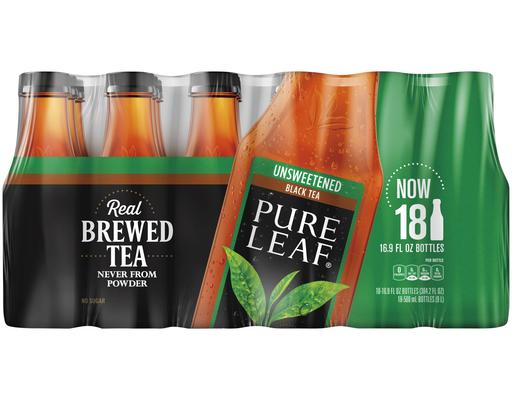 Unsweetened Real Brewed Tea, 16.9 fl oz (18-pk) Pure Leaf