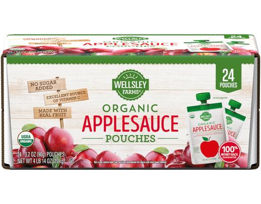 Organic Applesauce Pouches, 3.2 oz (24-pk) Wellsley Farms