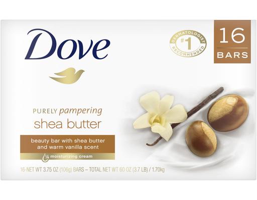 Purely Pampering Soap Bar, Shea Butter & Warm Vanilla, 3.75 oz (16-ct) Dove