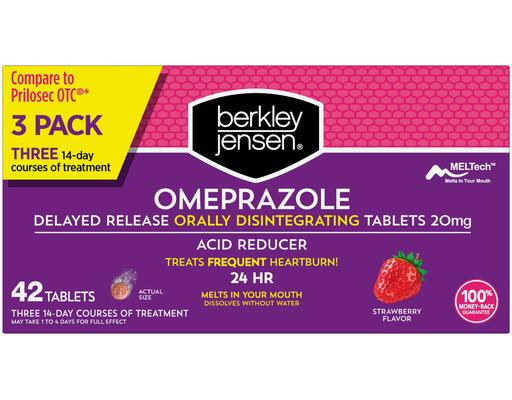 20mg Omeprazole Acid Reducer Orally Disintegrating Tablets, 42 ct Berkley Jensen