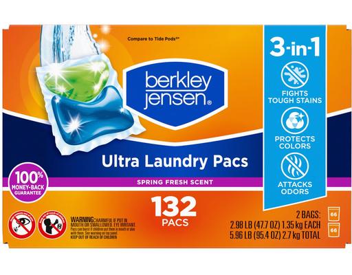 Ultra Laundry Pacs, Spring Fresh, 132 ct Berkley Jensen