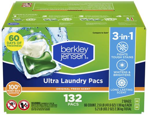 Ultra Laundry Pacs, Original Fresh, 132 ct Berkley Jensen