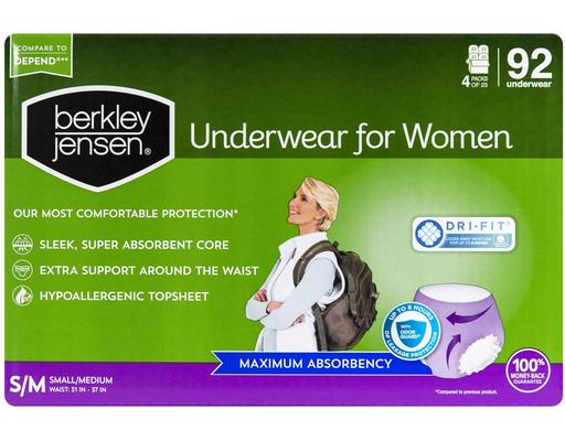 Underwear for Women, Small/Medium, 92 ct Berkley Jensen